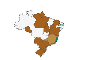 Mapa do Brasil com indicativo de casos por estado Mapa do Brasil com indicativo de casos por estado