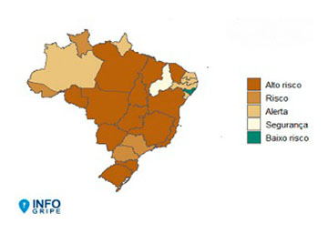 Imagem: InfoGripe Mapa do Brasil destaca estados com mais casos de influenza