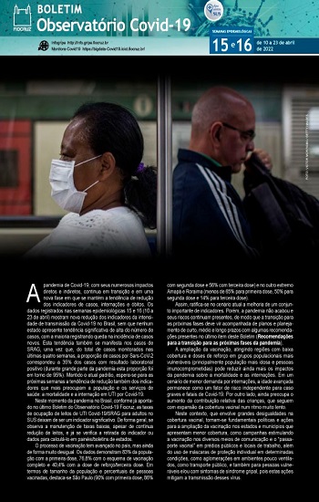 Capa do boletim mostra uma mulher de máscara e um homem sem máscara