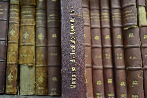 Série de livros em uma estante
