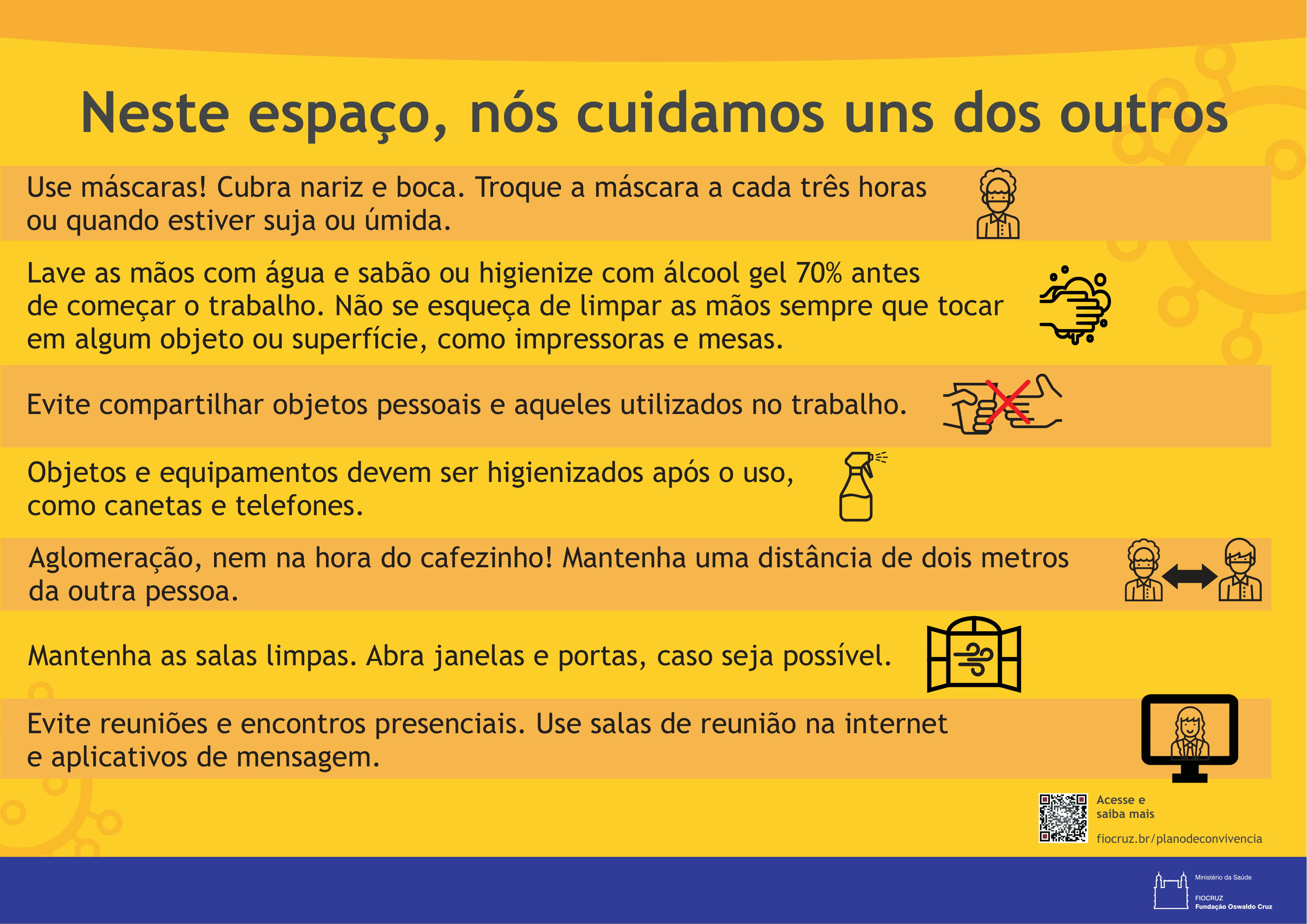 Cartaz com instruções gerais de segurança no ambiente de trabalho (horizontal).