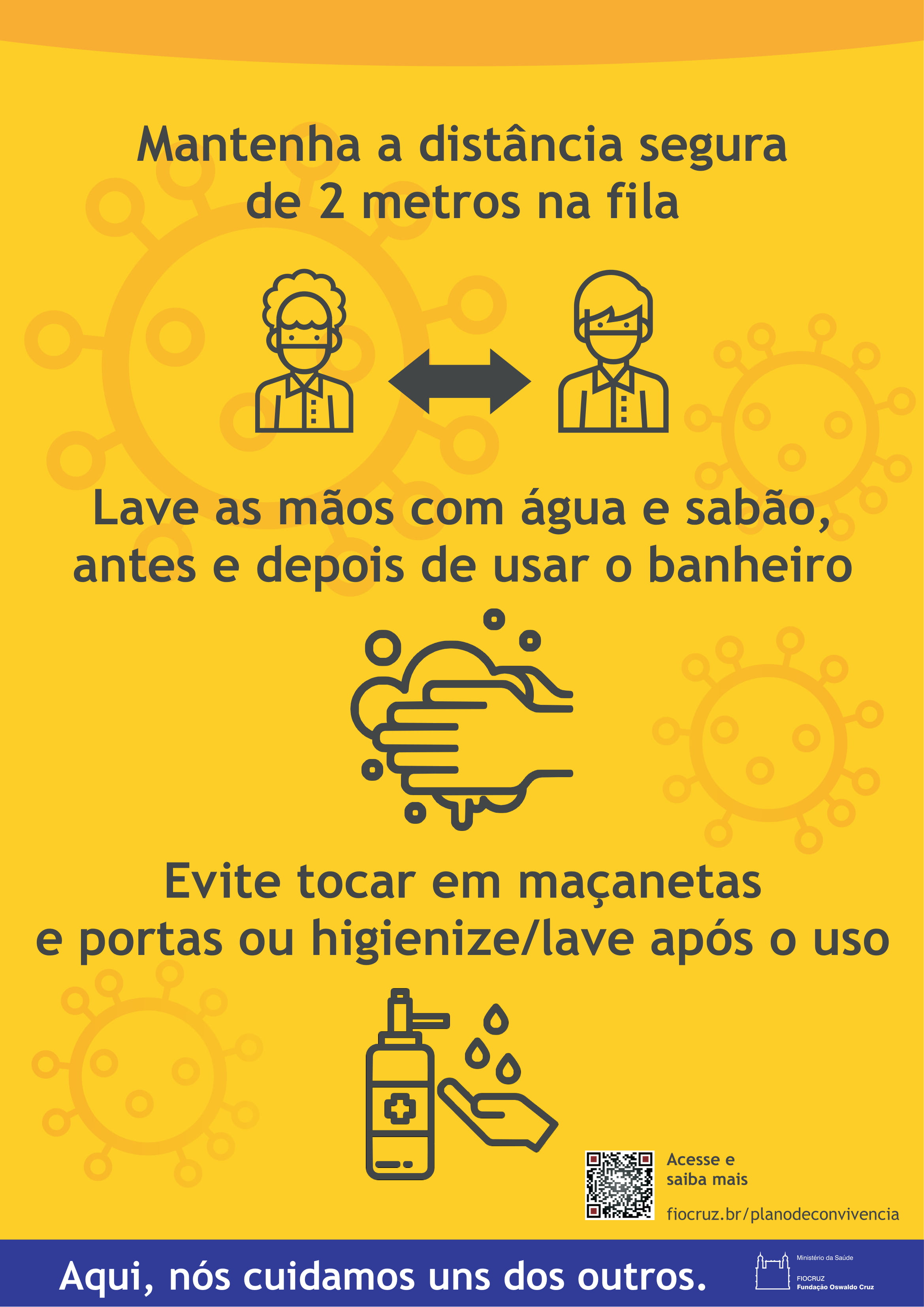 Cartaz com orientações para utilização dos banheiros.