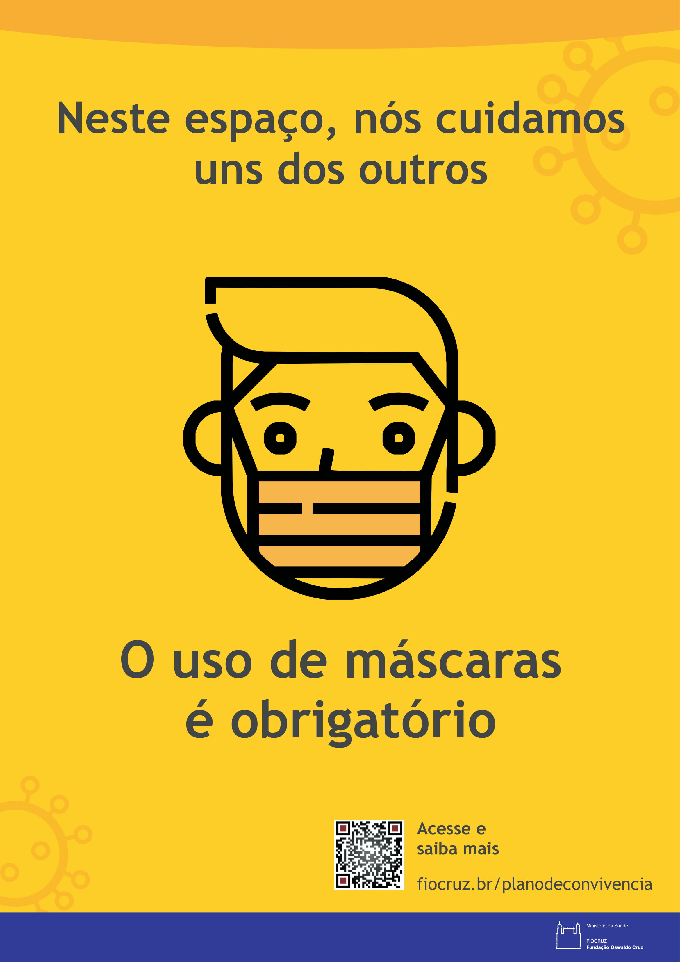 Cartaz com orientação para uso de máscaras nos carrinhos.