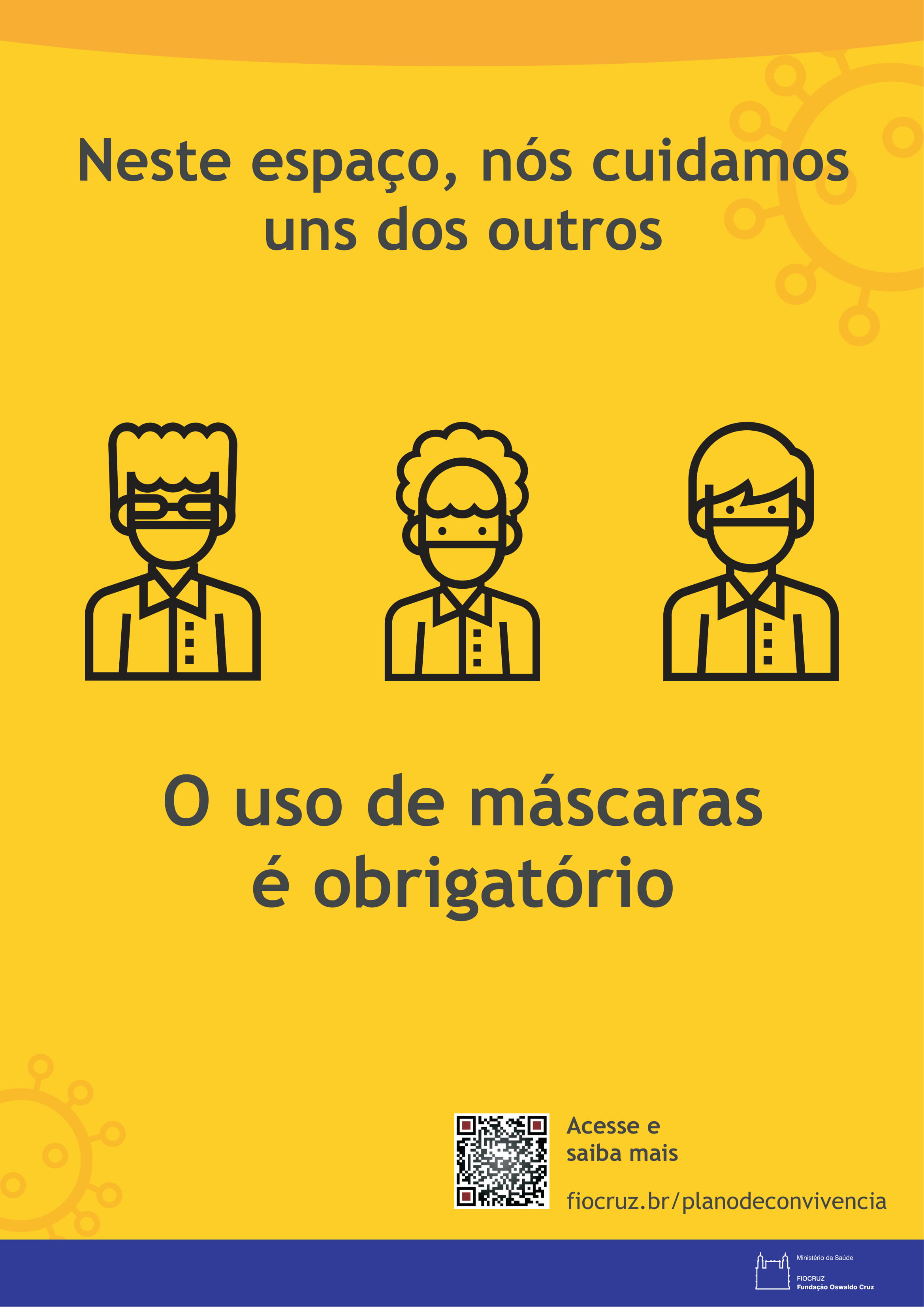 Cartaz com orientação para uso de máscaras nos carrinhos.