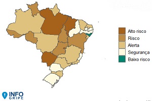 Mapa do Brasil com indicação do taco dos estados
