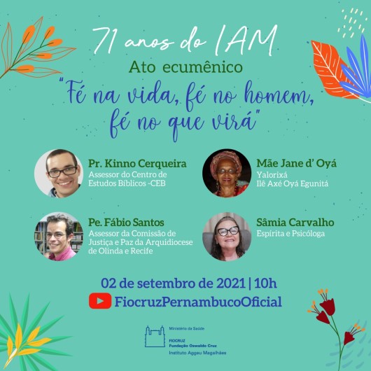 Card com frases e pequenas fotos dos sacerdotes que celebrarão o evento