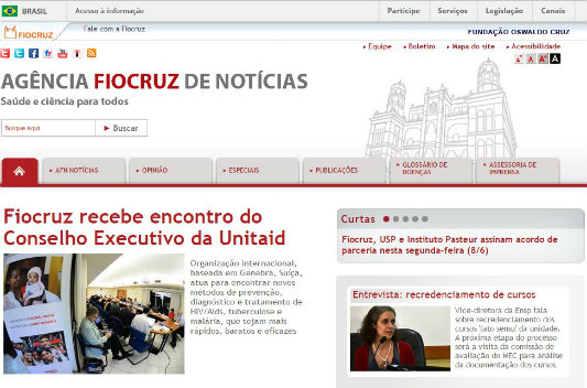 Recorte da capa da Agência Fiocruz de Notícias