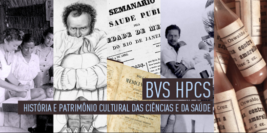 Montagem com duas fotos antigas mostrando médicos e pacientes