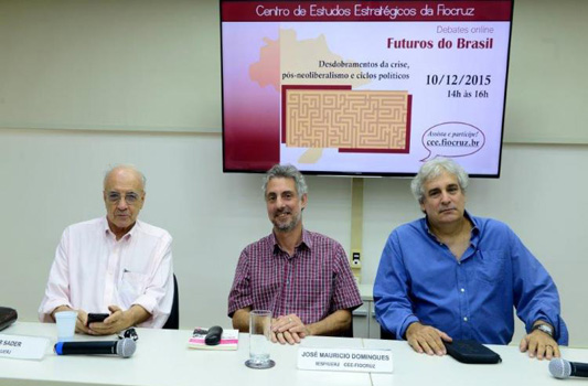 Foto de Emir Sader, José Mauricio e Pedro Claudio Cunca Bocayuva