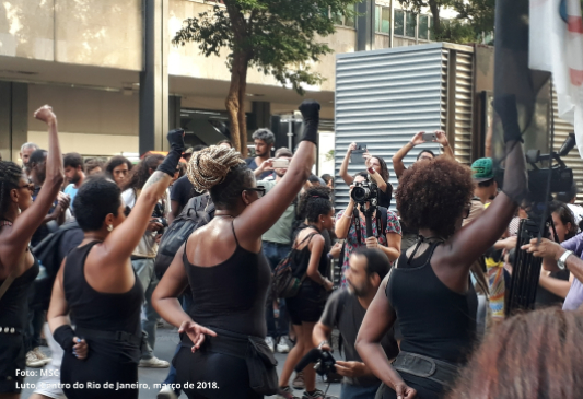 Manifestação no centro do RJ, em março de 2018, em repúdio ao assassinato da vereadora Marielle Franco e seu motorista Anderson Gomes.