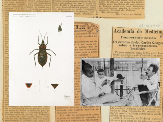 Fotos e documentos históricos sobre Carlos Chagas, sua descoberta e publicações da época 