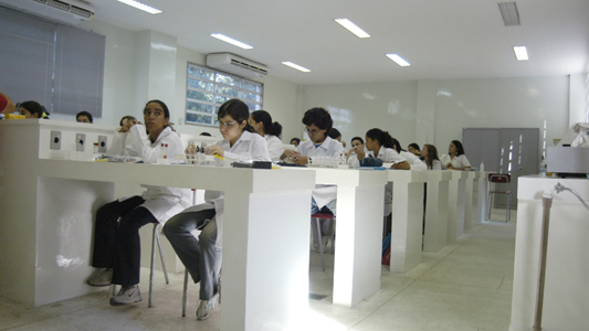 Alunos estudando na sala de aula