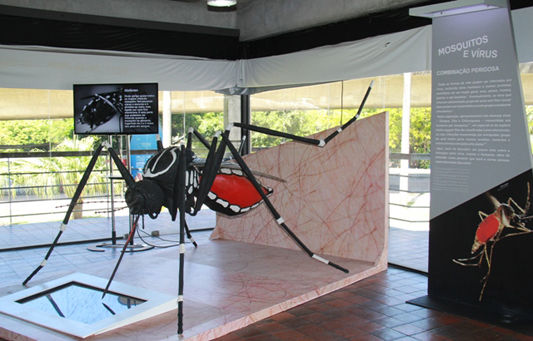 Estátua grande de um mosquito do tipo aedes 