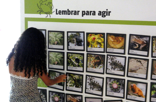 Menina visitando a exposição