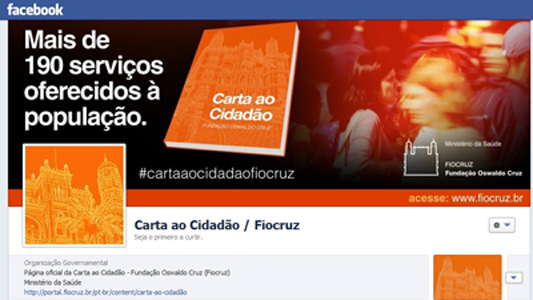 Reprodução do template da página da Carta de Serviços ao Cidadão no Facebook