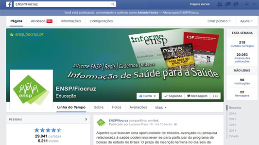 Cópia da página da Ensp no facebook