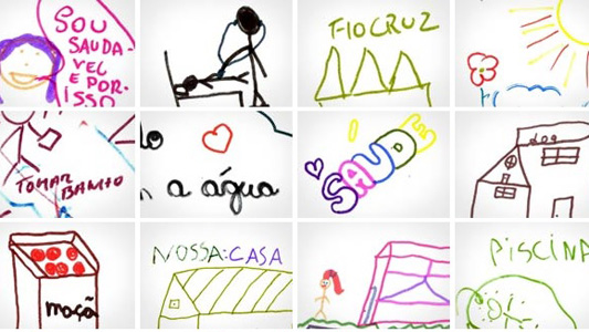 Desenhos diversos, num mosaico