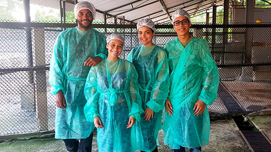 Quatro estudantes no ictb