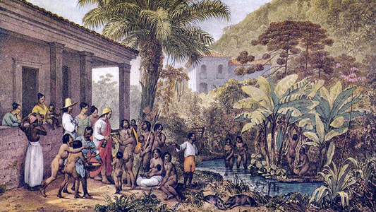 Imagem de índios em uma fazendo no século XIX