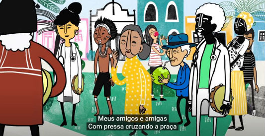 Desenho de pessoas na rua