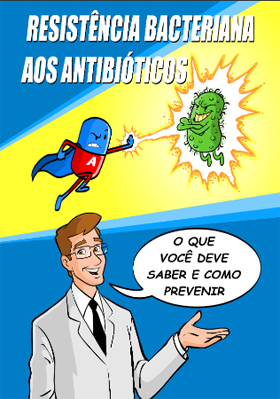 Desenho de um comprimido atacando uma bactéria mas sem causar efeito