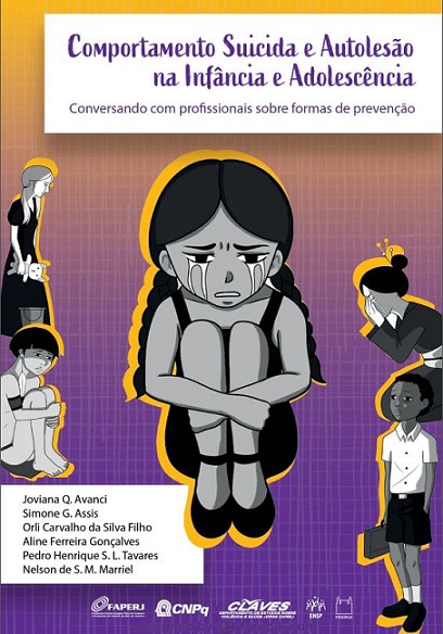 Desenho de uma menina sentada no chão e chorando
