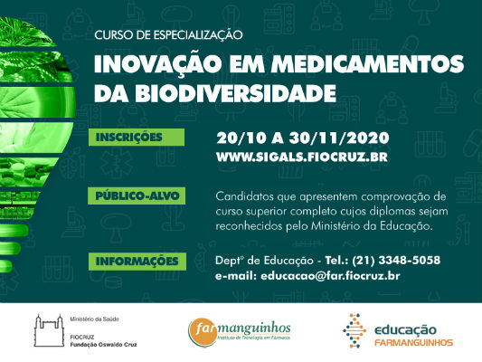 Curso de Especialização em Inovação em Medicamentos da Biodiversidade