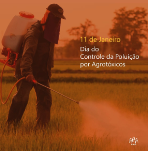 Homem usando agrotóxico na plantação