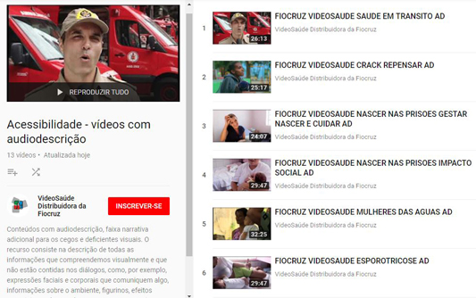 Cópia da página disponível no youtube