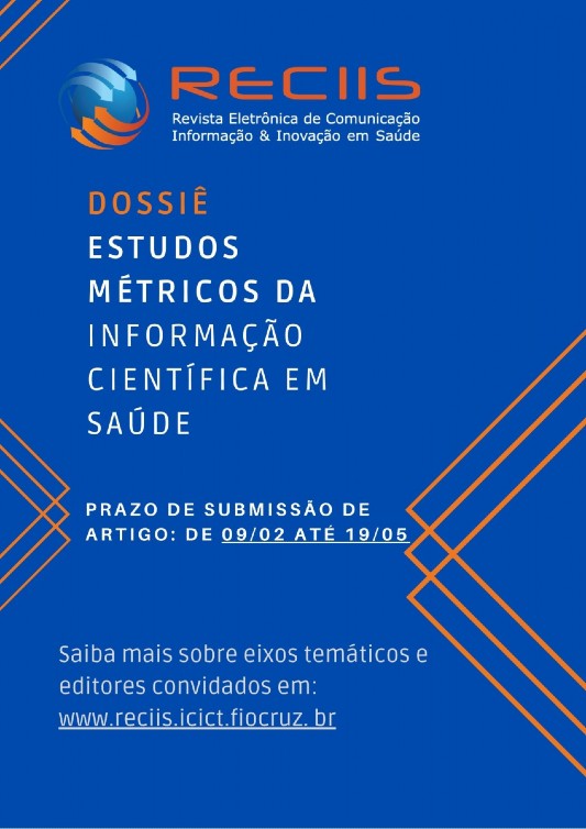 Reciis - dossiê estudos métricos da informação científica em saúde