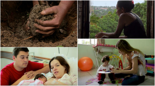 Mosaico com fotos de quatro filmes 