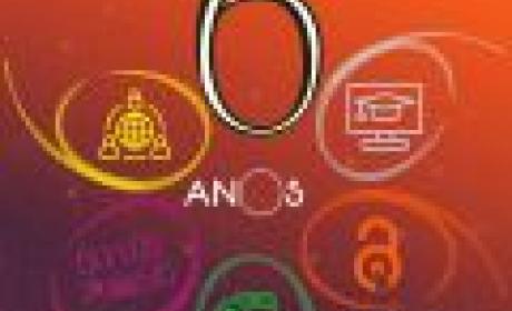 Campus Virtual comemora seis anos de formação para o SUS Imagem em fundo degradé vermelho e roxo com número seis e com ações relacionadas ao campus virtual da Fiocruz