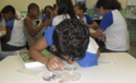 Foto: Acervo ABC na Educação Científica - Mão na Massa Alunos da rede pública de ensino fazem experiências nas salas ambiente
