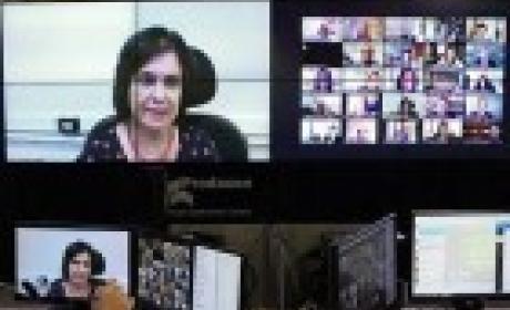 Imagem: Agência Senado Nísia Trindade vista no monitor de um computador