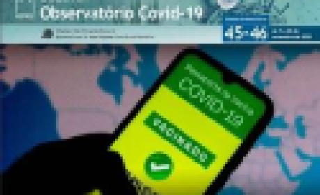 Imagem: divulgação Capa do boletim mostra uma pessoa usando o aplicativo de vacinação do Ministério da Saúde