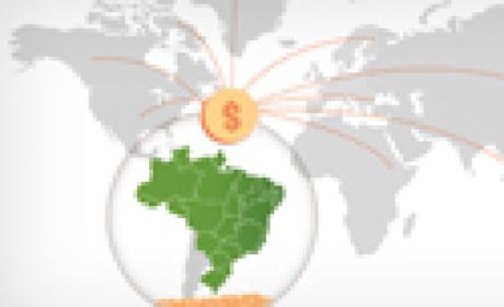 Arte: Luciana Baptista/ Portal Fiocruz Desenho de mapa-mundi com Brasil em destaque e setas levando representação de dinheiro