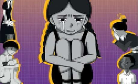 Imagem: IFF Desenho de uma menina sentada no chão e chorando