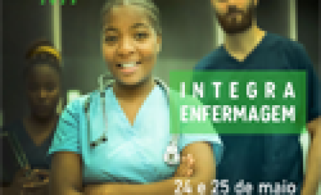 Imagem: divulgação Enfermeira sorrindo com dois pacientes atrás, um homem e uma menina criança