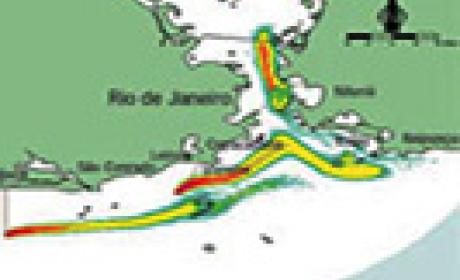 Emissários submarinos de esgotos são adotados como destino final de efluentes domésticos nas grandes cidades costeiras (Imagem: Ensp/Fiocruz) Mapa do emissário submarino de Ipanema