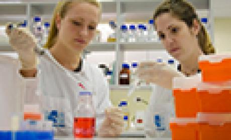 Pesquisadoras trabalhando em laboratório 
