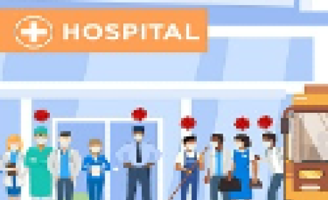 Imagem: Fernanda Canalonga Calçada Desenho de pessoas em frente a um hospital