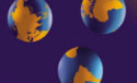 Arte com imagem de três planetas Terra