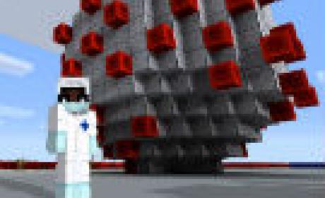 Imagem: Icict Boneco do minecraft vestido de pesquisador