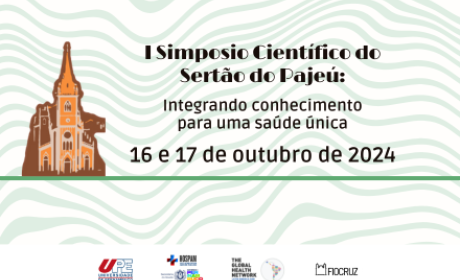 Cartaz com o seguinte texto: I Simposio Científico do Sertão do Pajeú:Integrando conhecimento para uma saúde única 16 e 17 de outubro de 2024