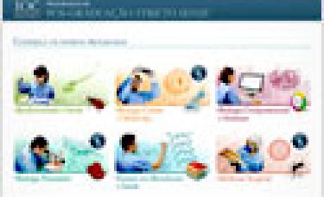 Novos recursos incluem galeria de imagens, vídeos, busca de conteúdo, links de acesso rápido e assinatura de RSS Reprodução da página nova com as seis opções de curso