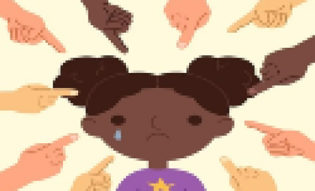 Imagem: IFF Desenho de uma menina chorando com dedos apontados para ela