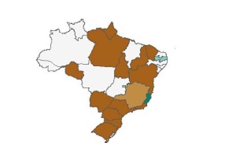 Mapa do Brasil com indicativo de casos por estado Mapa do Brasil com indicativo de casos por estado