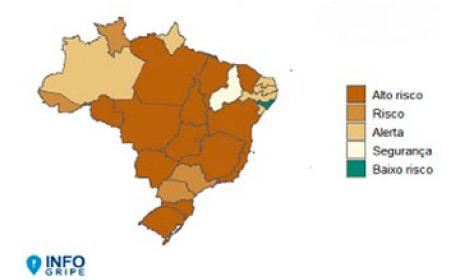 Imagem: InfoGripe Mapa do Brasil destaca estados com mais casos de influenza
