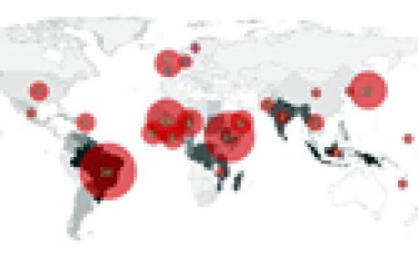 Imagem: Nature Communications Mapa do mundo com destaque para os países com maior número de casos