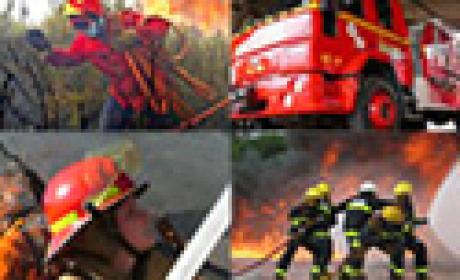 Montagem: Acervo Ensp Montagem com imagens de bombeiros militares em ação